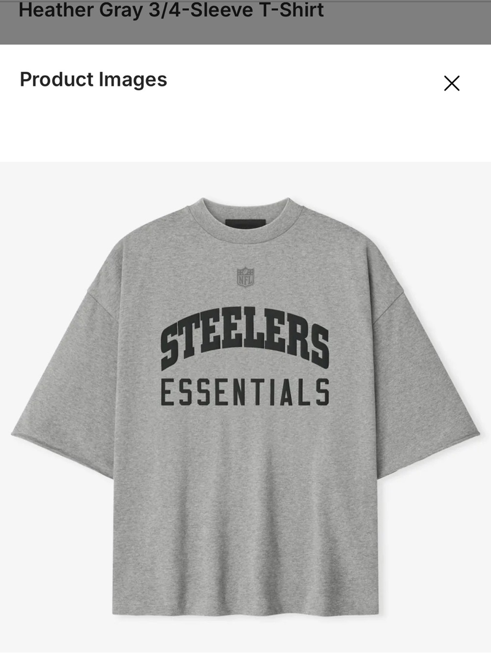 Steelers Essentials Heather Gray 3/4-Sleeve T-Shirt